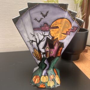 ( SOLD)Spooktacular one of a kind fan vase